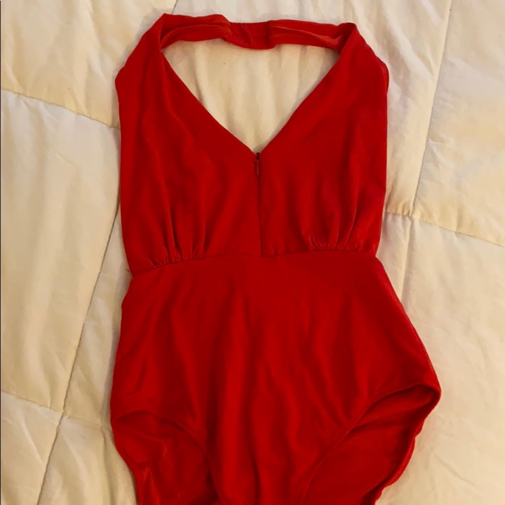 H&M Trend Red Halter One Piece Swimsuit